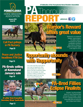 Thoroughbred Pabred.Com January 2019 Pabred.Com Issue 58 REPORT