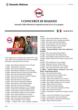 I CONCERTI DI MAGGIO Sul Palco Dello Sferisterio Rispettivamente Il 20 E Il 21 Giugno