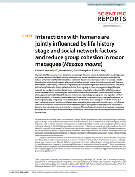 Interactions with Humans Are Jointly Influenced by Life History Stage And