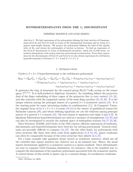 Hyperdeterminants from the E8 Discriminant