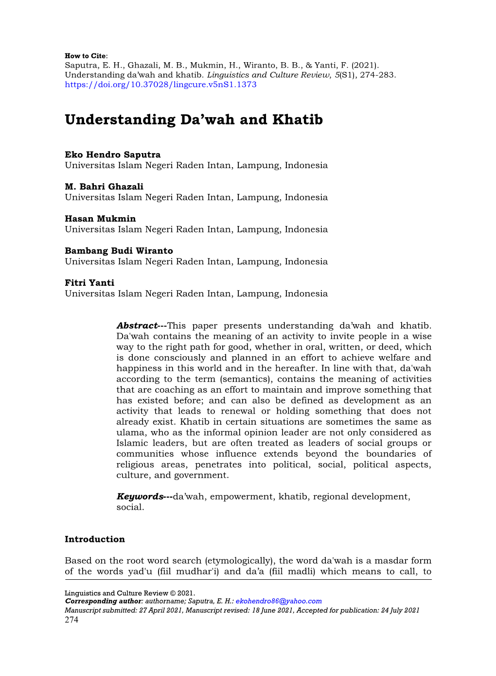 Understanding Da'wah and Khatib