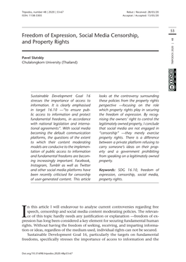Freedom of Expression, Social Media Censorship, and Property Rights