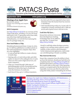 PATACS Posts Newsletterofthe Potomacareatechnology and Computersociety September 201 6 Page 1