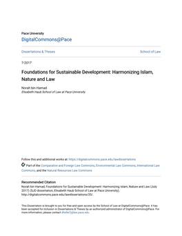 Foundations for Sustainable Development: Harmonizing Islam, Nature and Law