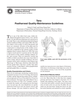 Taro: Postharvest Quality-Maintenance Guidelines