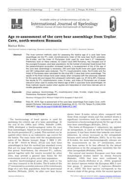Age Re-Assessment of the Cave Bear Assemblage from Uråłilor Cave