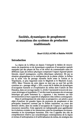 Sociétés, Dynamiques De Peuplement Et Mutations Des Systèmes De Production Traditionnels