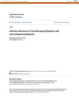 Lithiation Reactions of 3-(4-Chlorophenyl)Sydnone and 3-(4-Methylphenyl)Sydnone