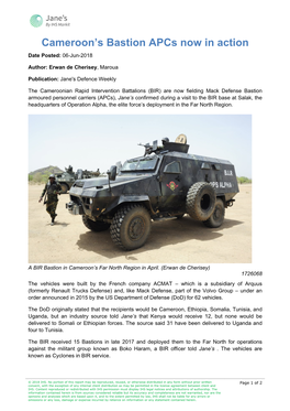 Cameroon's Bastion Apcs Now in Action