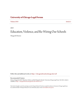 Education, Violence, and Re-Wiring Our Schools Margareth Etienne