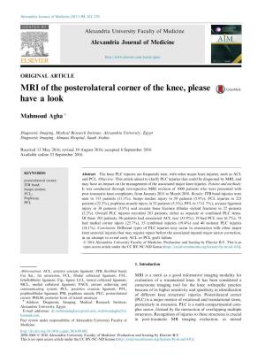 MRI of the Posterolateral Corner of the Knee, Please Have a Look