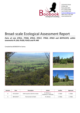 Broad-Scale Ecological Assessment Report Parts of Lots 6TR11, 7TR39, 8TR15, 9TR17, 7TR22, 8TR23 and 807PH1979, Within Tenements PL 234, PL420, PL421 and PL 440