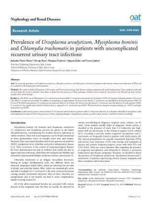Prevalence of Ureaplasma Urealyticum, Mycoplasma Hominis and Chlamydia Trachomatis in Patients with Uncomplicated Recurrent Urin