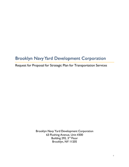 Brooklyn Navy Yard Development Corporation Request for Proposal for Strategic Plan for Transportation Services