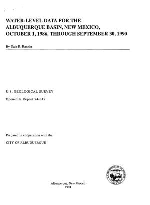Water-Level Data for the Albuquerque Basin, New Mexico, October 1,1986, Through September 30,1990