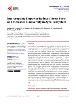 Intercropping Empower Reduces Insect Pests and Increases Biodiversity in Agro-Ecosystem