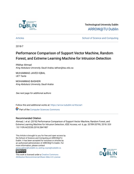 Performance Comparison of Support Vector Machine, Random Forest, and Extreme Learning Machine for Intrusion Detection