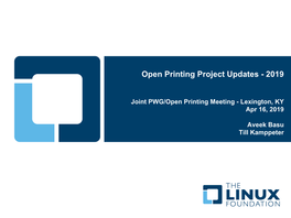 Open Printing Project Updates-2019