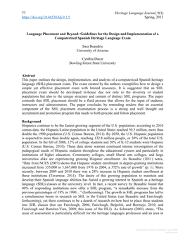 Language Placement and Beyond: Guidelines for the Design and Implementation of a Computerized Spanish Heritage Language Exam