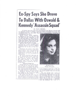 Ex-Spy Says She Drove to Dallas with Oswald & Kennedy 'Assassin