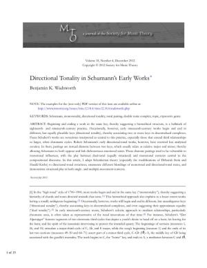 Wadsworth, Directional Tonality in Schumann's