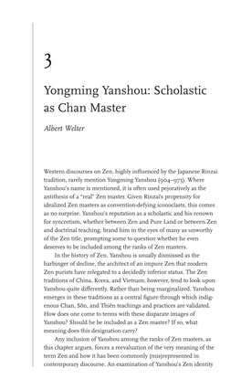 Yongming Yanshou: Scholastic As Chan Master