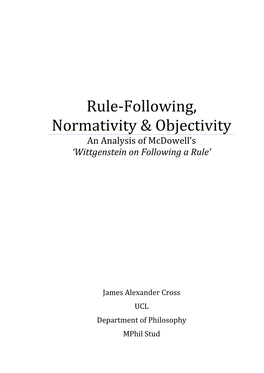 Rule-Following, Normativity & Objectivity