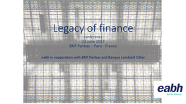 Legacy of Finance