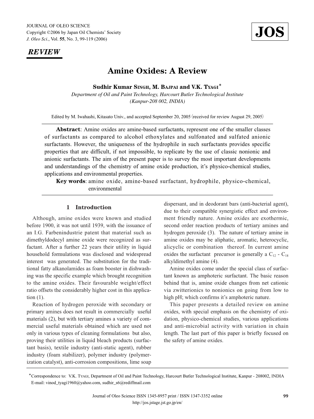 Amine Oxides: a Review