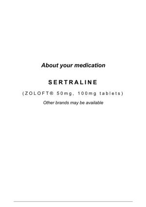 About Your Medication SERTRALINE