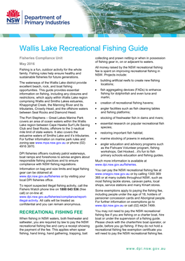 Wallis Lake Recreational Fishing Guide