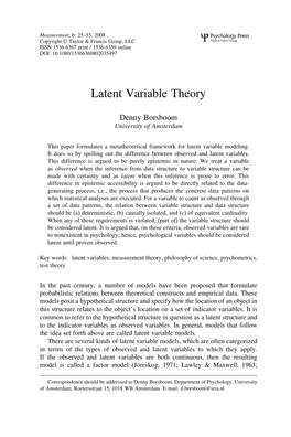 Latent Variable Theory