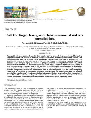 Self Knotting of Nasogastric Tube: an Unusual and Rare Complication