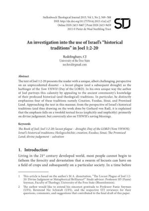 An Investigation Into the Use of Israel's “Historical Traditions” in Joel 1:2-201