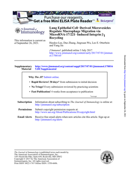 Lung Epithelial Cell–Derived Microvesicles Regulate Macrophage Migration Via Microrna-17/221–Induced Integrin B1 Recycling