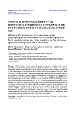 Influence of Environmental Factors on the Characteristics of Macrobenthic