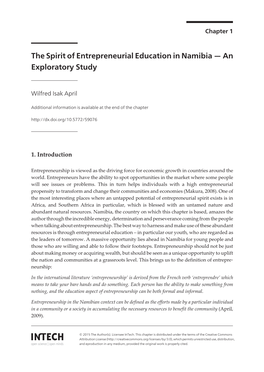 The Spirit of Entrepreneurial Education in Namibia — an Exploratory Study