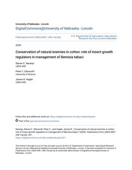 Conservation of Natural Enemies in Cotton: Role of Insect Growth Regulators in Management of Bemisia Tabaci