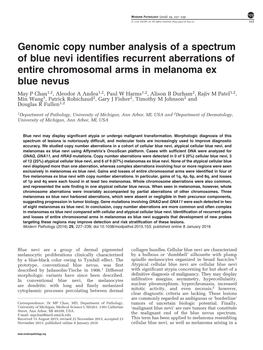 Genomic Copy Number Analysis of a Spectrum of Blue Nevi Identifies