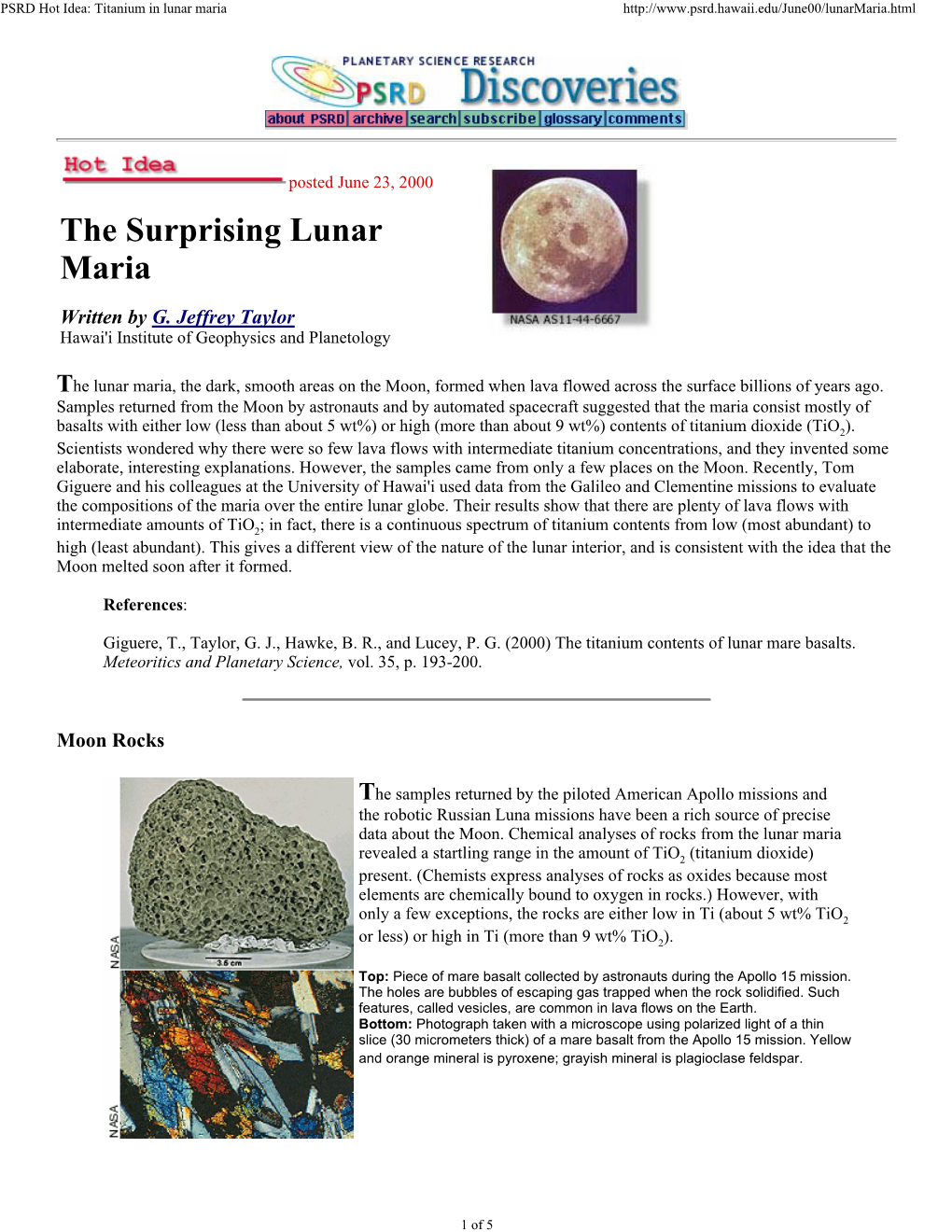 The Surprising Lunar Maria