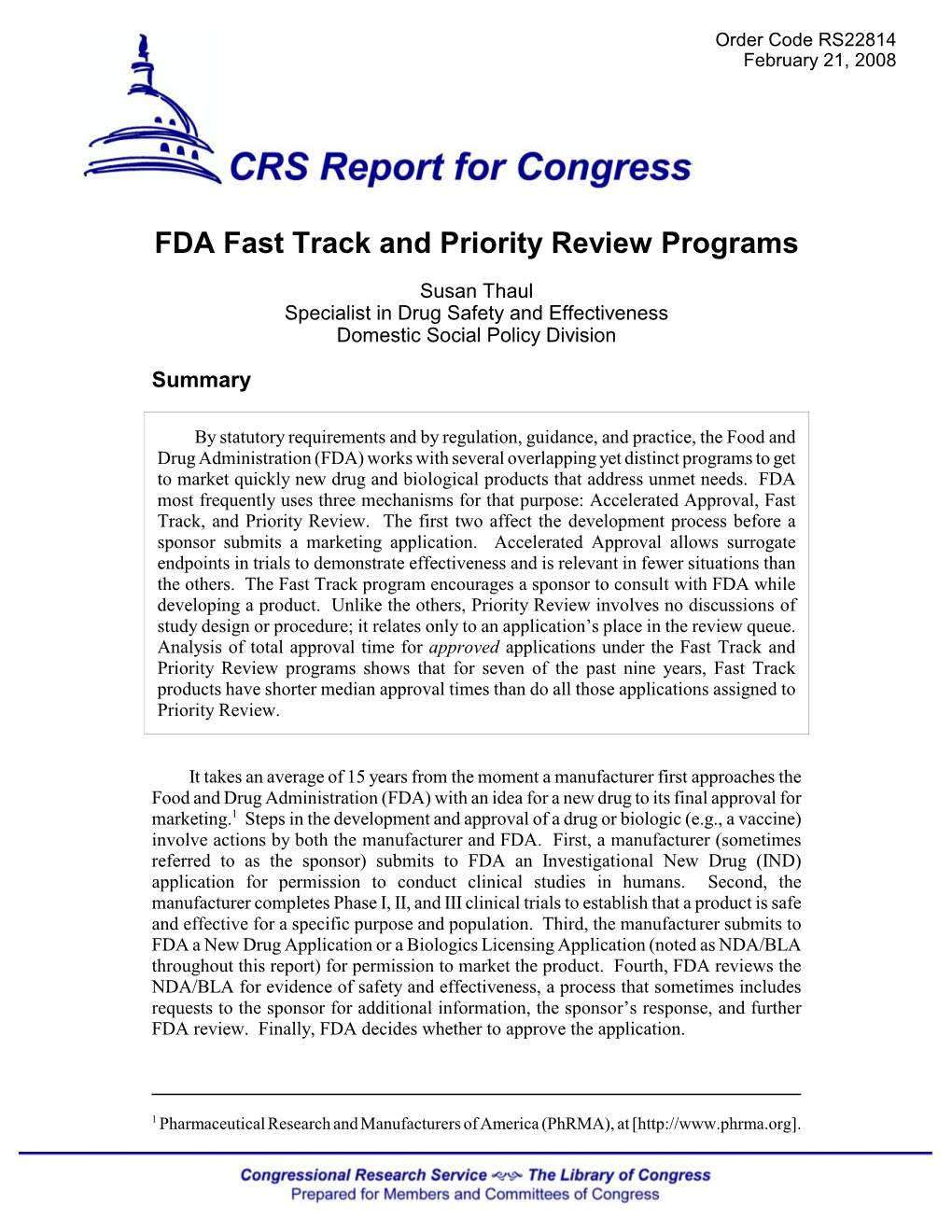 FDA Fast Track and Priority Review Programs