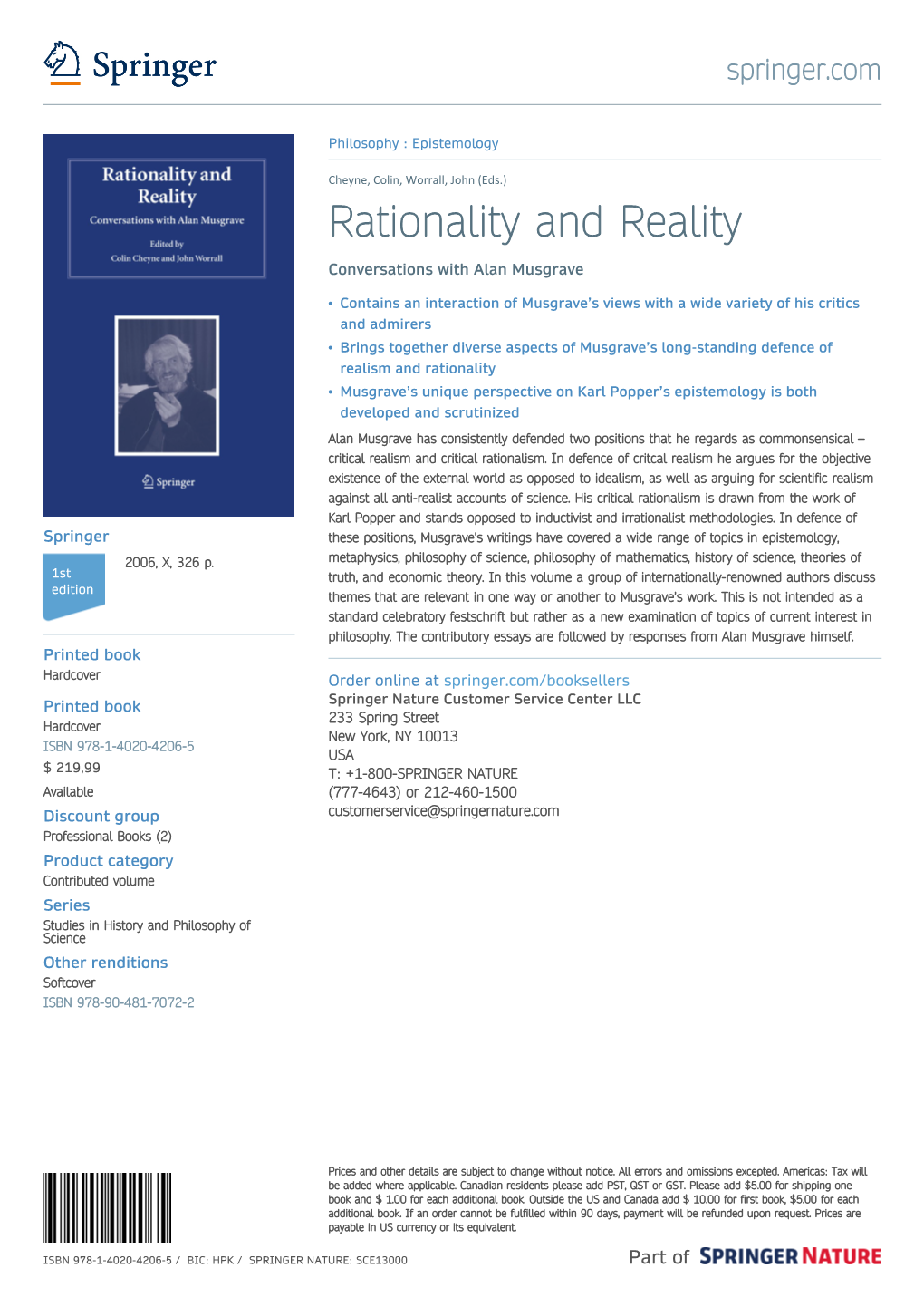 Rationality and Reality Conversations with Alan Musgrave