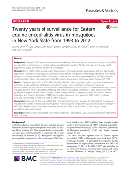 Twenty Years of Surveillance for Eastern Equine Encephalitis Virus In