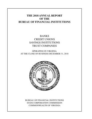 The 2018 Annual Report of the Bureau of Financial Institutions Banks Credit