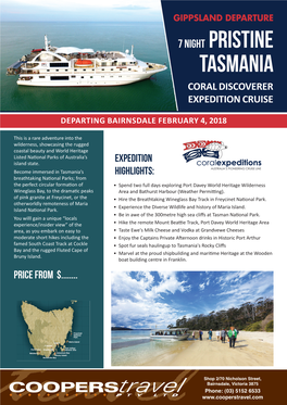 TASMANIA Coral Discoverer Expedition Cruise