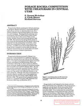 Forage Kochia Competition with Cheatgrass in Central Utah E