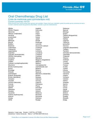 Oral Chemotherapy Drug List