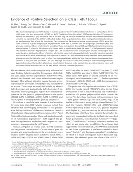 ARTICLE Evidence of Positive Selection on a Class I ADH Locus