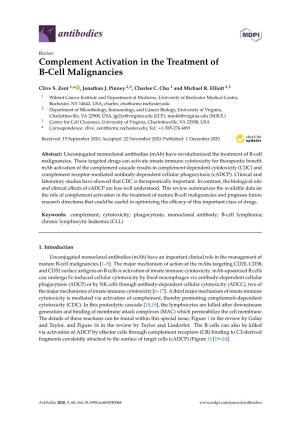 Complement Activation in the Treatment of B-Cell Malignancies