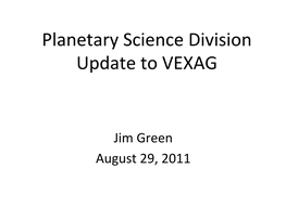 Planetary Science Division Update to VEXAG